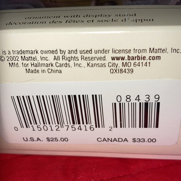 NRFB BARBIE HALLMARK KEEPSAKE ORN, appx 5 x 6” in pink gown.  $39 - Picture 7 of 7